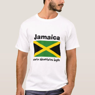 Jamaica flagga + Karta + TextT-tröja T Shirt