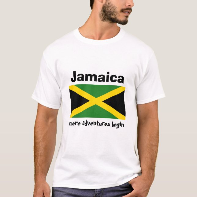 Jamaica flagga + Karta + TextT-tröja T Shirt (Framsida)
