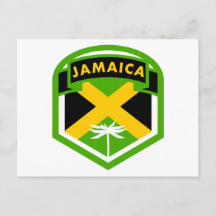 Jamaica Flagga Logotyp Stil Vykort