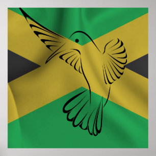 Jamaica flagga med hummingbird poster