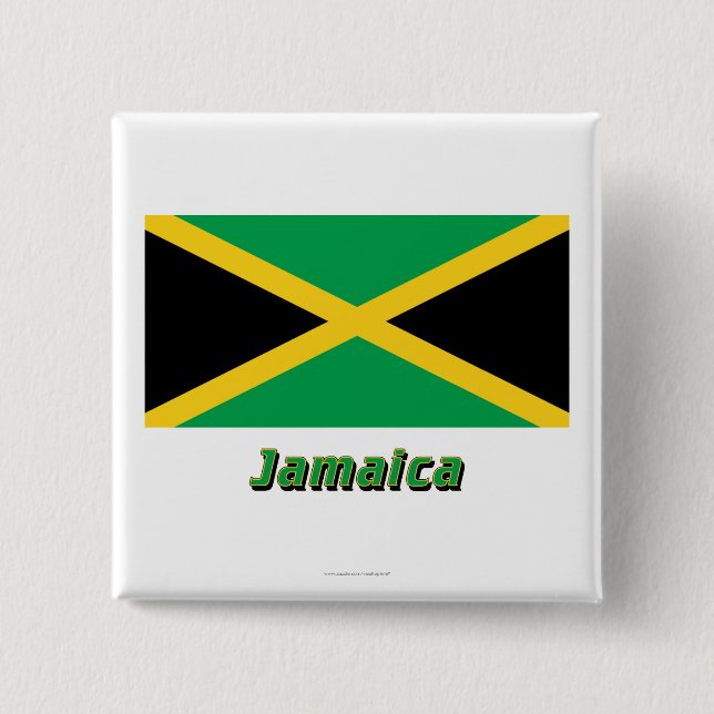 Jamaica flagga med namn knapp (Framsida)