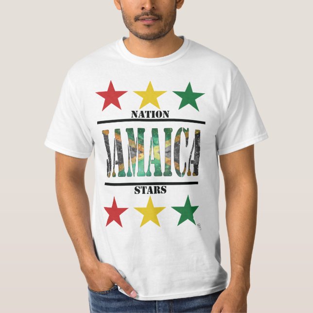 Jamaica Flagga Nation Stars RYG Edition T Shirt (Framsida)