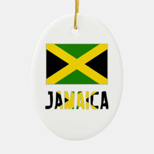 Jamaica Flagga och Ord Julgransprydnad Keramik
