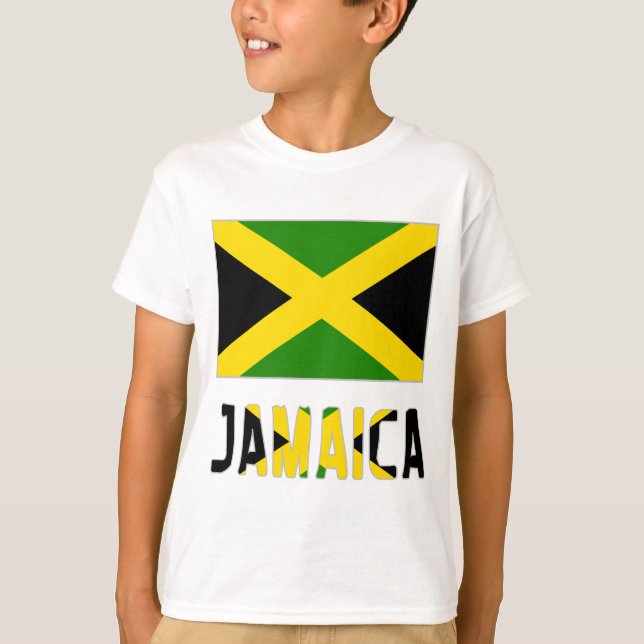 Jamaica Flagga & Ord Tee Shirt (Framsida)