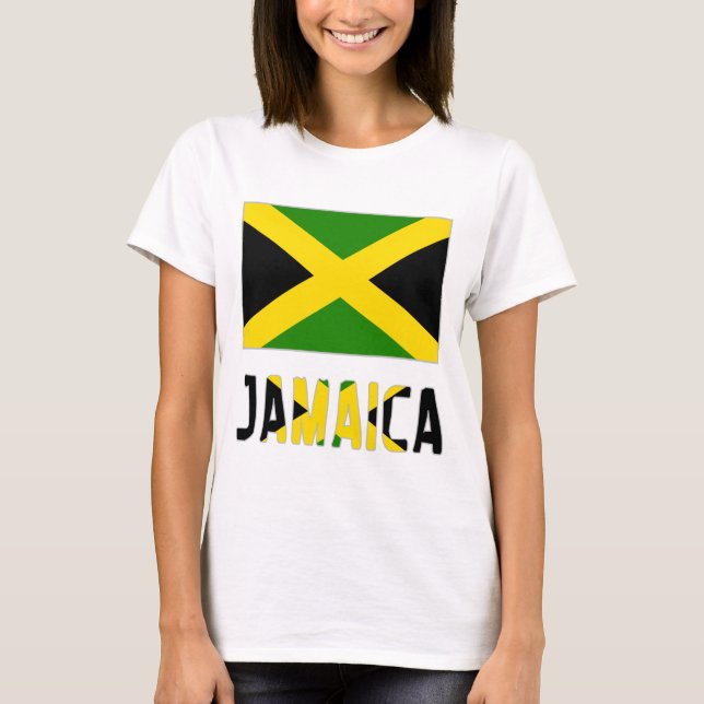 Jamaica Flagga & Ord Tee Shirt (Framsida)