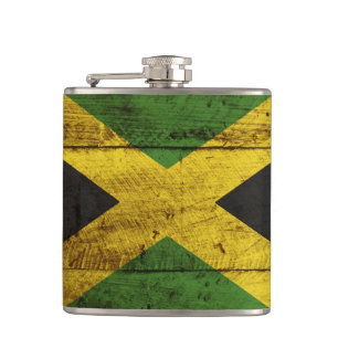 Jamaica flagga på gammalt Wood korn Fickplunta