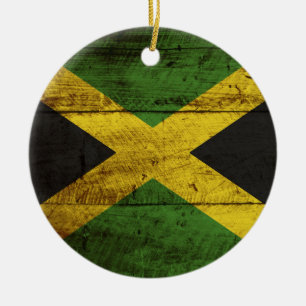 Jamaica flagga på gammalt Wood korn Julgransprydnad Keramik