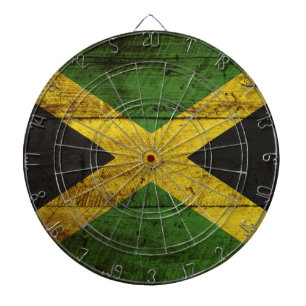 Jamaica flagga på gammalt Wood korn Piltavla