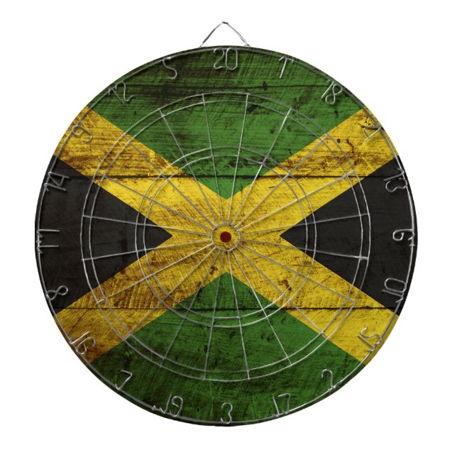 Jamaica flagga på gammalt Wood korn Piltavla (Framsidan)