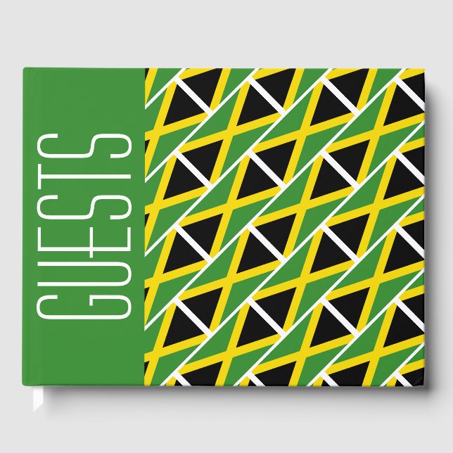JAMAICA FLAGGA Patriotic Customized GRÖNT Jamaican Gästböcker (Framsida)