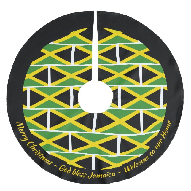 JAMAICA FLAGGA Patriotic Personalize Din text Julgransmatta Borstad Polyester (Framsidan)