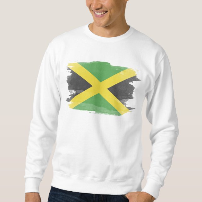 Jamaica flagga-penseldrag, flagga lång ärmad tröja (Framsida)