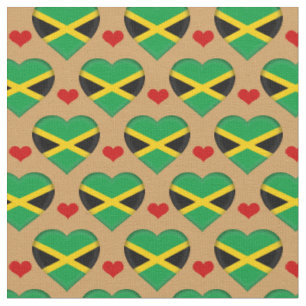 Jamaica Flagga & Red Heart mode Fabric / reggae Tyg