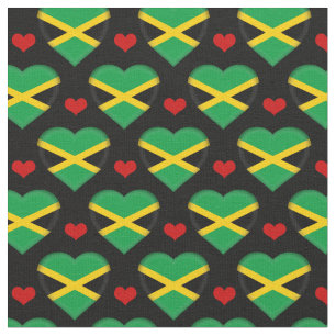 Jamaica Flagga & Red Heart mode Fabric / reggae Tyg