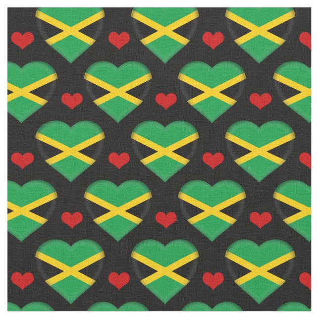 Jamaica Flagga & Red Heart mode Fabric / reggae Tyg (Närbild)