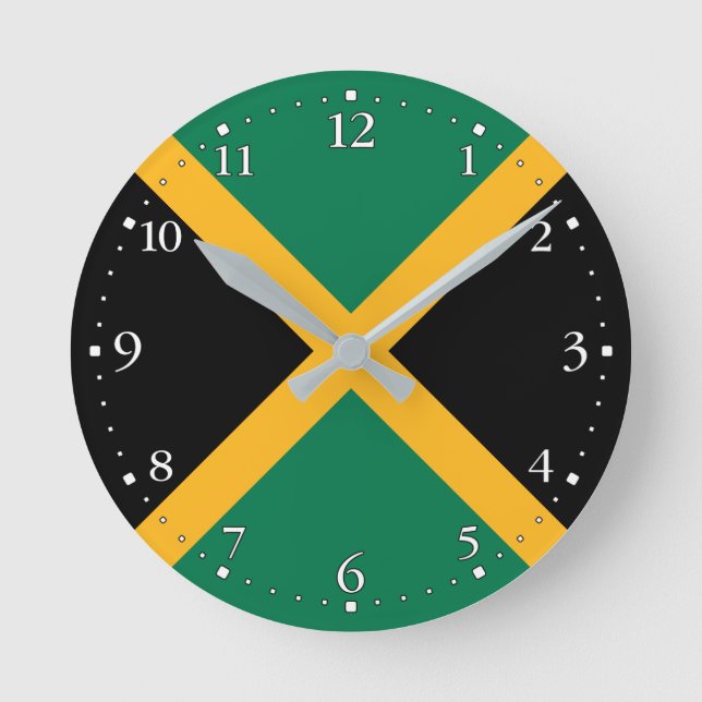 Jamaica Flagga Rund Klocka (Framsida)