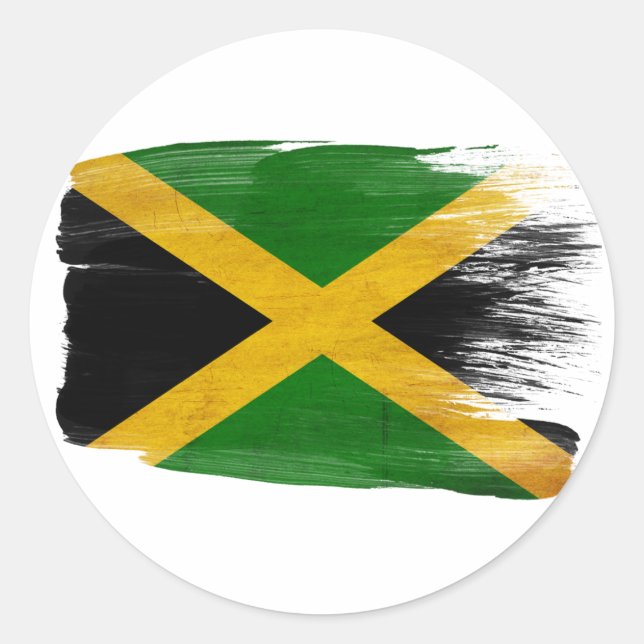Jamaica Flagga Runt Klistermärke (Framsida)