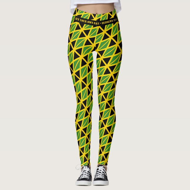 JAMAICA FLAGGA Scripture SPRINGA DIN TÄVLING Perso Leggings (Framsida)