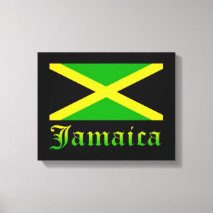 Jamaica Flagga, Svart, Grönt och Gult Canvastryck
