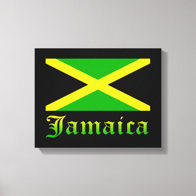 Jamaica Flagga, Svart, Grönt och Gult Canvastryck (Framsida)