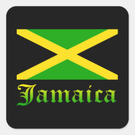 Jamaica Flagga, Svart, Grönt och Gult Fyrkantigt Klistermärke
