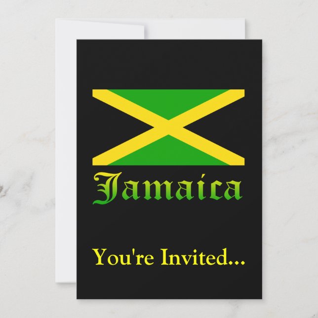 Jamaica Flagga, svart, Grönt och Gult Inbjudningar (Framsida)