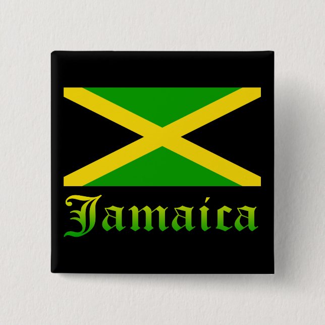Jamaica flagga, svart, grönt och gult knapp (Framsida)