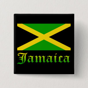 Jamaica flagga, svart, grönt och gult knapp