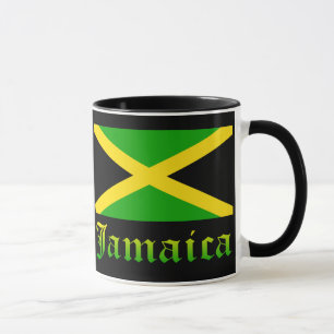 Jamaica flagga, svart, grönt och gult mugg