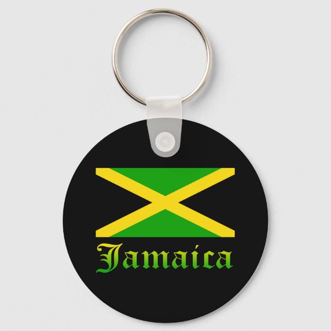 Jamaica Flagga, Svart, Grönt och Gult Nyckelring (Framsida)
