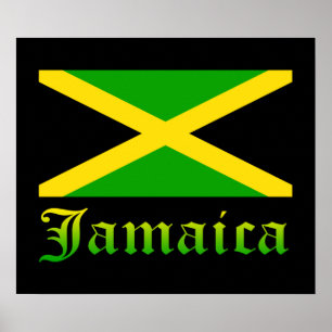 Jamaica Flagga, Svart, Grönt och Gult Poster