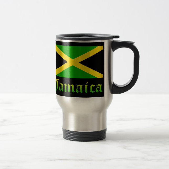 Jamaica Flagga, Svart, Grönt och Gult Resemugg (Höger)