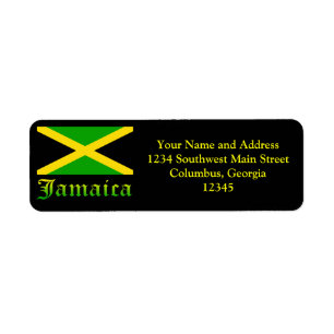 Jamaica flagga, svart, grönt och gult returadress etikett