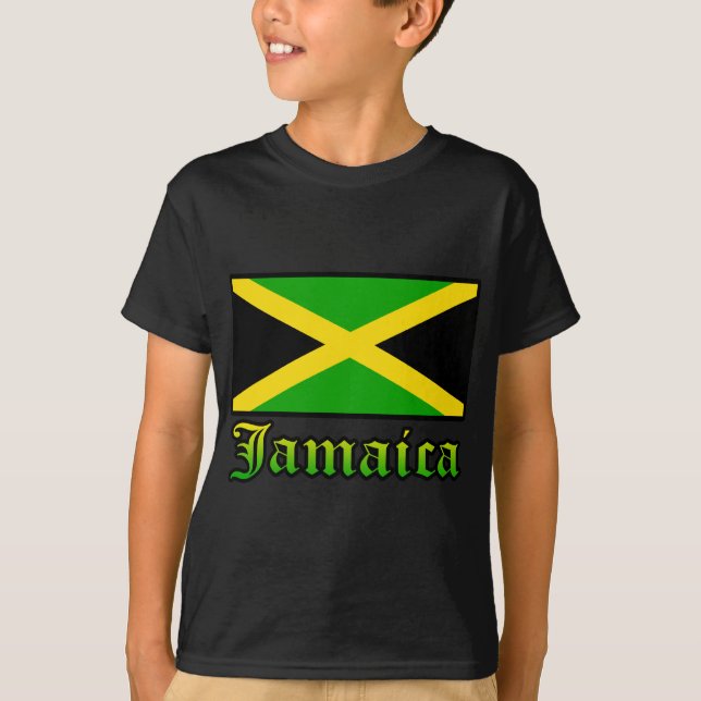 Jamaica flagga, svart, grönt och gult tröja (Framsida)