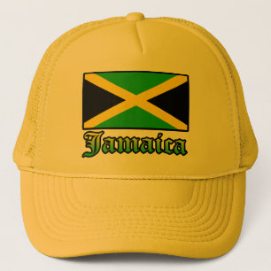 Jamaica flagga, svart, grönt och gult truckerkeps