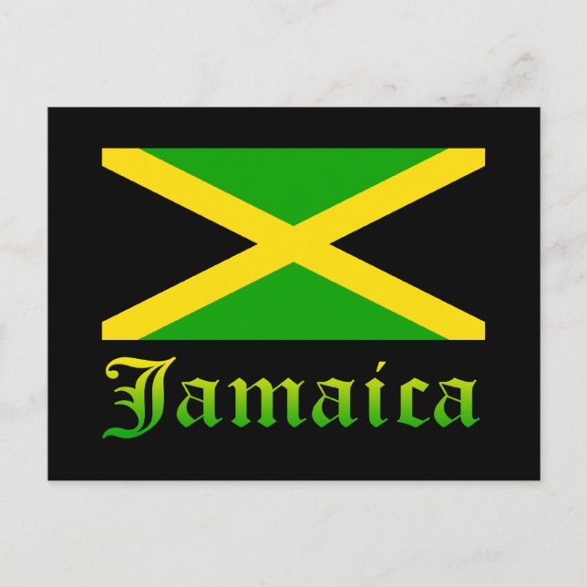Jamaica Flagga, Svart, Grönt och Gult Vykort (Framsida)
