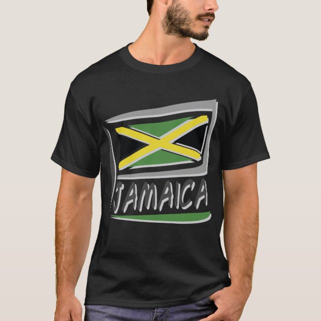 Jamaica Flagga T Shirt (Framsida)
