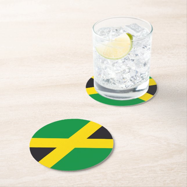 Jamaica flagga underlägg papper rund (Insitu)