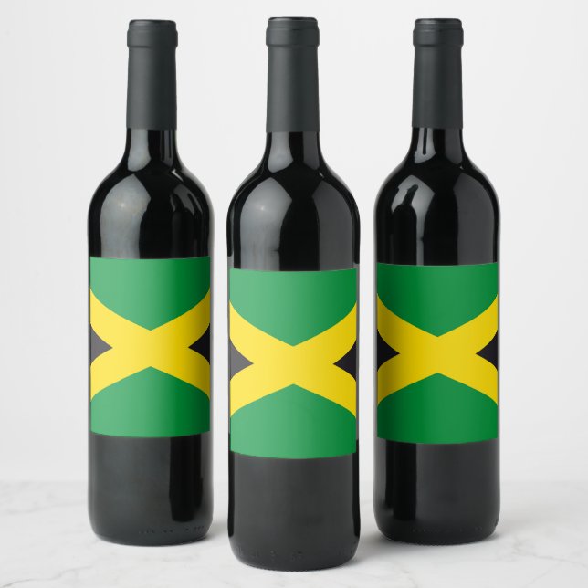 Jamaica flagga vinflaska etikett (Flaskor)