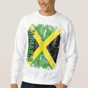 JAMAICA Flagga Vintage Distress JAMAICA Lång Ärmad Tröja