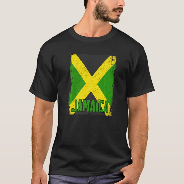 Jamaica Flagga Vintage Jamaican Pride T Shirt (Framsida)