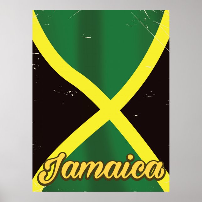 Jamaica flagga vintage reseinlägg poster (Framsidan)