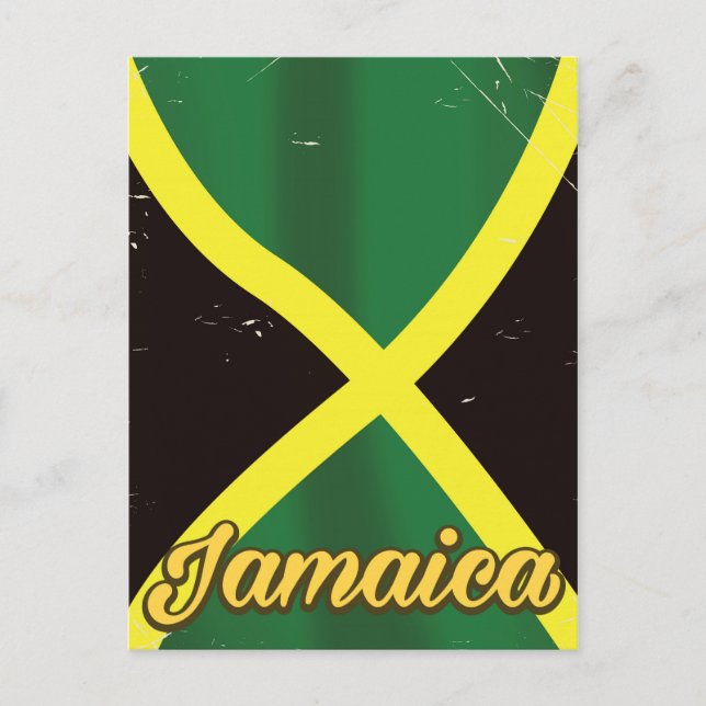 Jamaica flagga vintage reseinlägg vykort (Framsida)