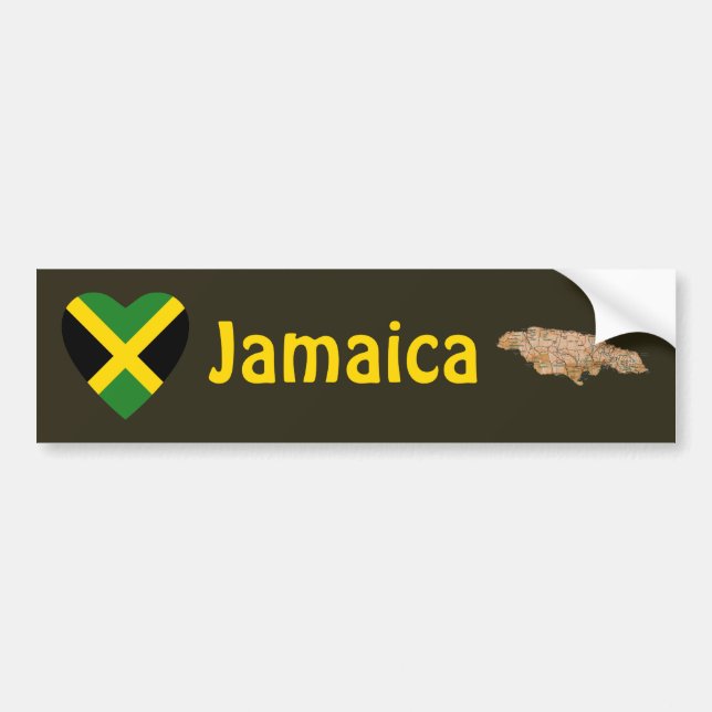 Jamaica flaggahjärta + Kartabildekal Bildekal (Framsidan)