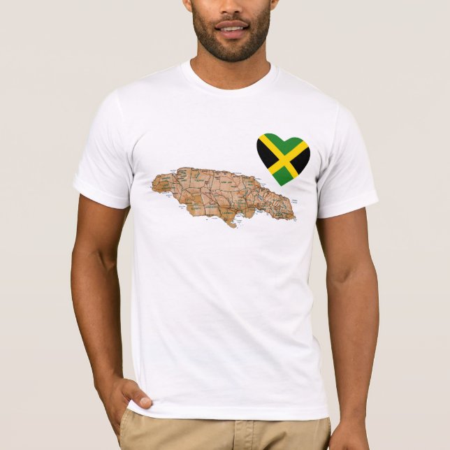 Jamaica flaggahjärta och kartaT-tröja Tröja (Framsida)