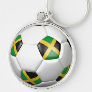Jamaica fotbollboll rund silverfärgad nyckelring