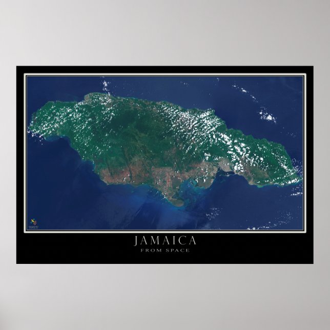 Jamaica från Space Satellite Karta Poster (Framsidan)