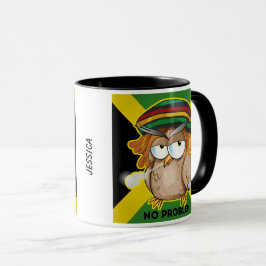 Jamaica Funny Rasta Smoking Uggla Anpassade Namn Mugg