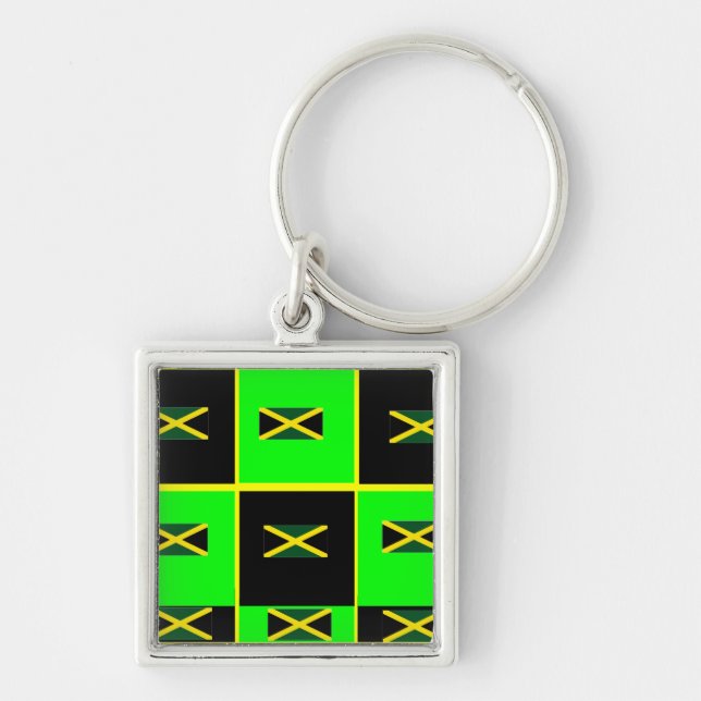 jamaica fyrkantig silverfärgad nyckelring (Framsidan)