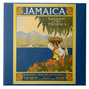 Jamaica-Gem of the Tropiks (vintage affisch) Kakelplatta